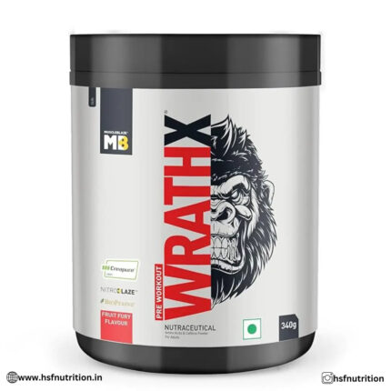 MuscleBlaze MB PreWorkout WrathX - Creapure, Nitroblaze & Bioperine - Fruit Fury, 340 G, 20 Serving - Hold Strong Fitness & Nutrition