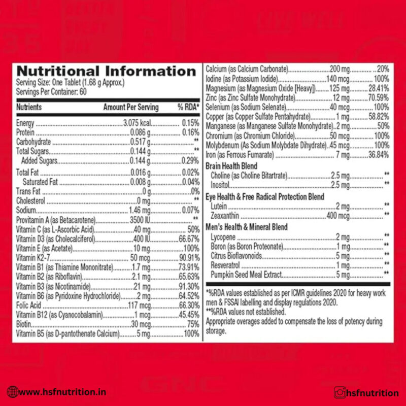 GNC Mega Men One Daily Multivitamin - 60 Tablets - Hold Strong Fitness & Nutrition