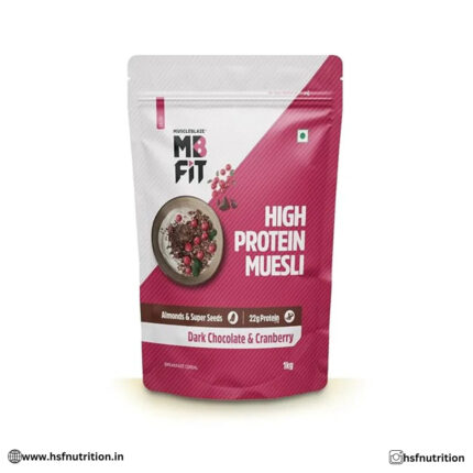 MuscleBlaze MB Fit High Protein Muesli - 1kg, Dark Chocolate & Cranberry, 22g Protein - Hold Strong Fitness & Nutrition
