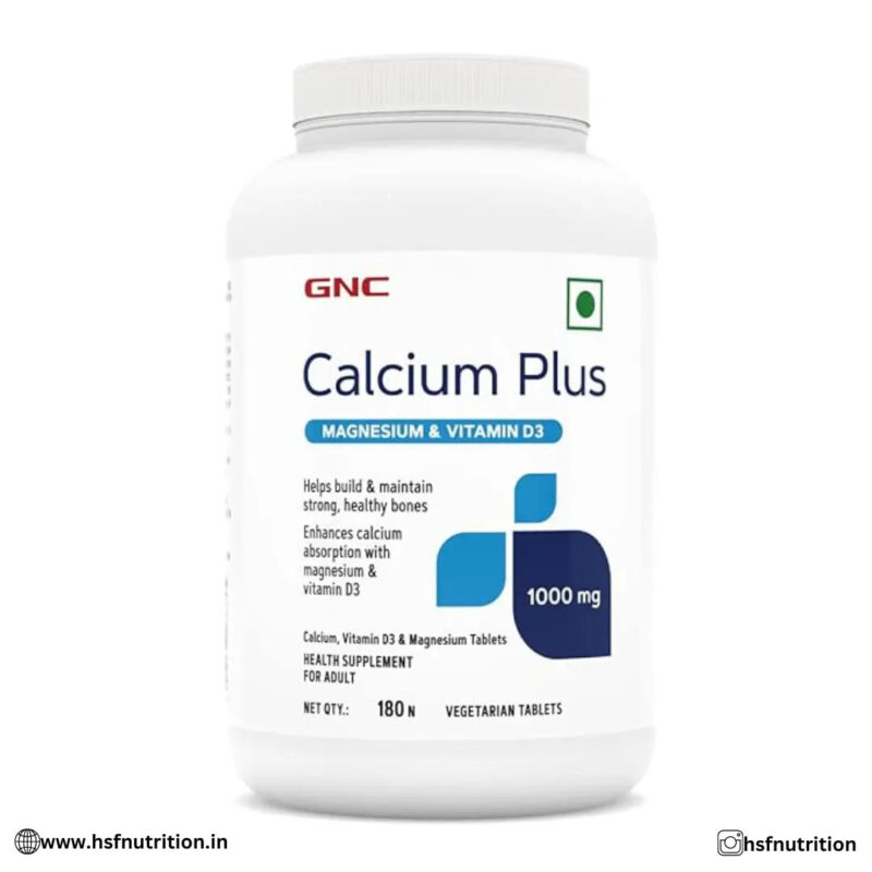GNC Calcium Plus with Magnesium & Vitamin D3 - 180 Tablets, 1000mg Per Serving - Hold Strong Fitness & Nutrition