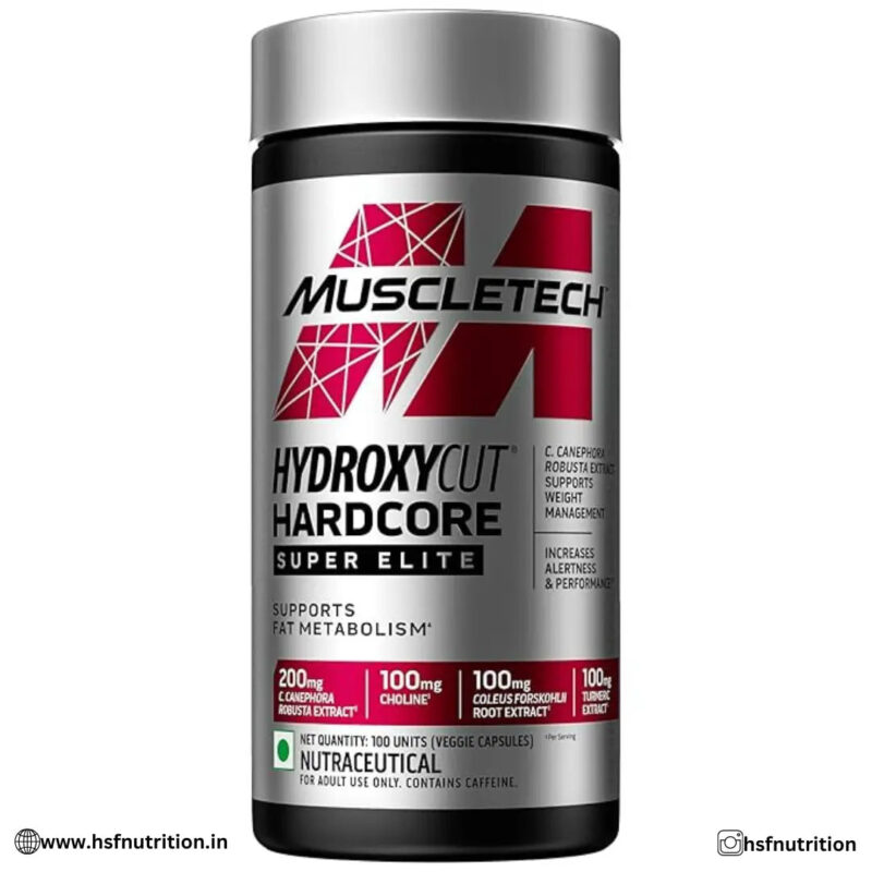 MuscleTech Hydroxycut Hardcore, Super Elite, Supports Fat Metabolism - 100 Capsules - Hold Strong Fitness & Nutrition