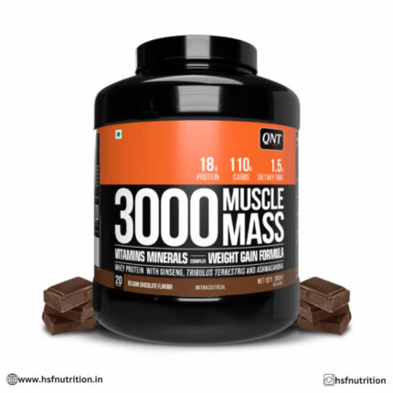 QNT Mass Gainer - 3000 Muscle Mass Gainer - 3Kg, Belgian Chocolate | Best Weight Gain Protein Supplement - Hold Strong Fitness & Nutrition