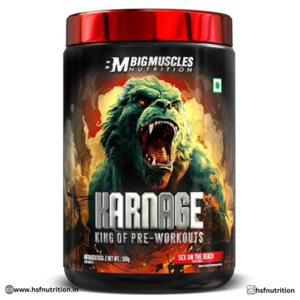 Bigmuscles Nutrition Karnage PreWorkout - 60 Servings, 300gm, Sex On the Beach - Hold Strong Fitness & Nutrition