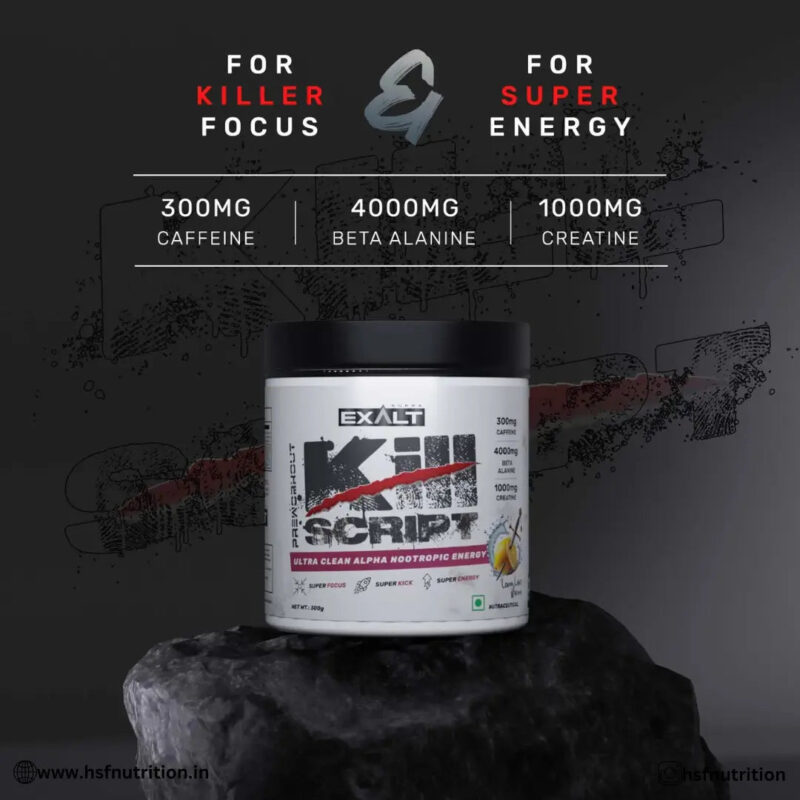 EXALT SUPPS The Kill Script Preworkout - 30 Servings, 300gm, Lemon Lance - Hold Strong Fitness & Nutrition