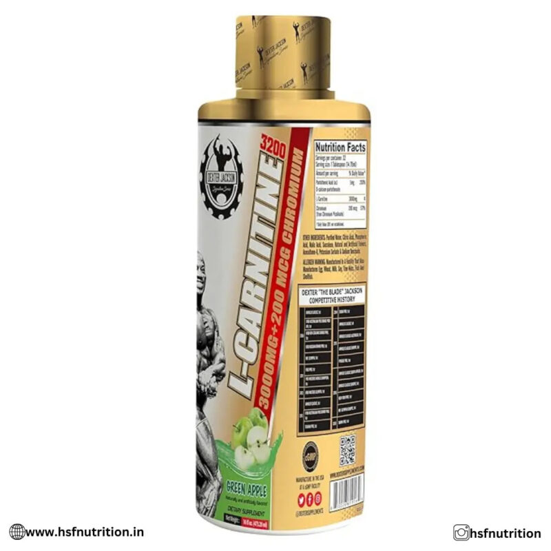 Dexter Jackson L-Carnitine Liquid - 473 ml, 31 Servings, Green Apple - Hold Strong Fitness & Nutrition