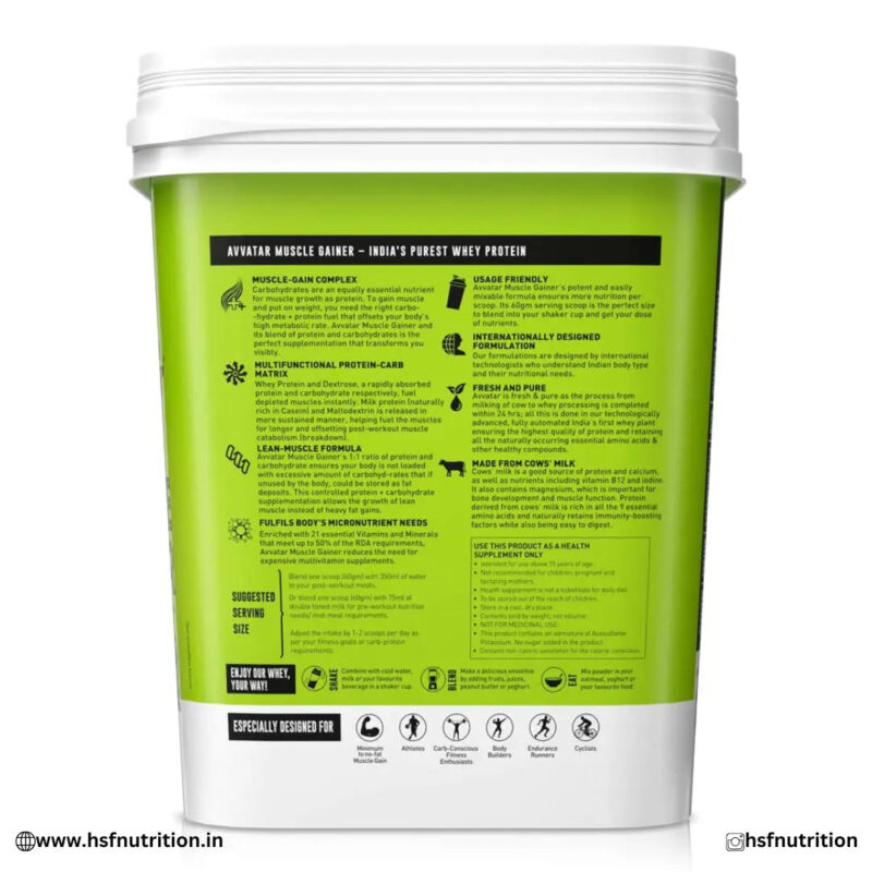 Avvatar Muscle Gainer - 4kg, Belgian Chocolate, 67 Servings, Sugar free Avvatar