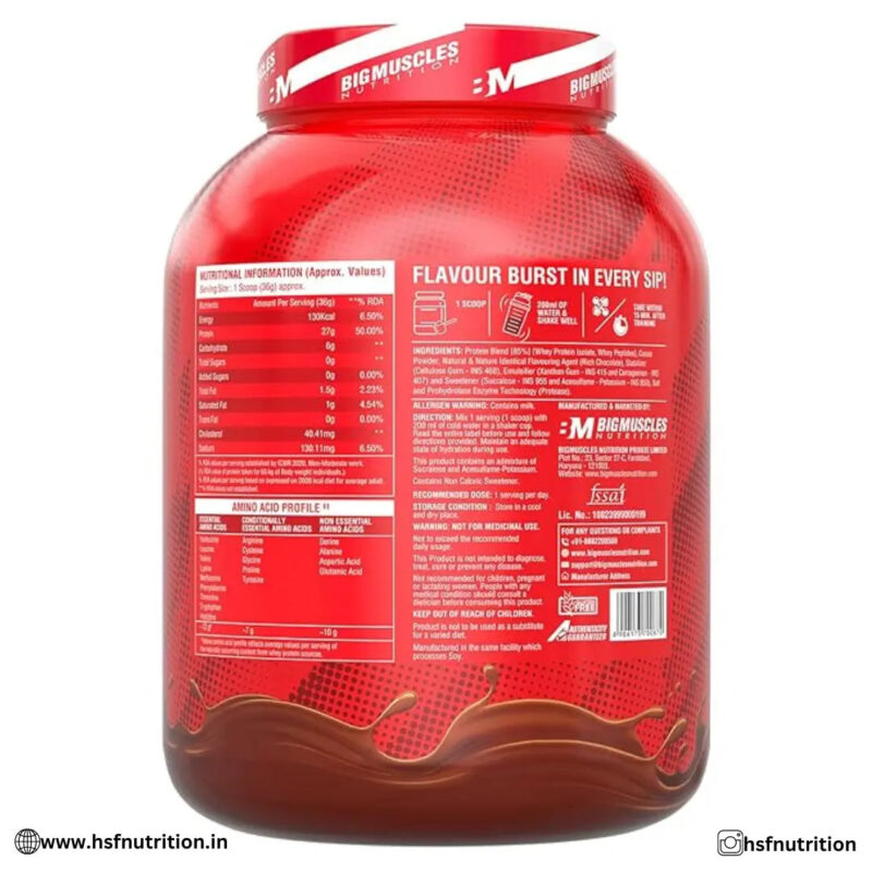 Bigmuscles Nutrition Nitric Whey protein - 2kg, 27g Isolate Whey Protein, Rich Chocolate - Hold Strong Fitness & Nutrition