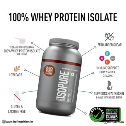 Isopure Whey Protein Isolate Powder with Vitamins for Immune Support & Biotine- 2.2 lbs, 1 kg, Dutch Chocolate - Hold Strong Fitness & Nutrition