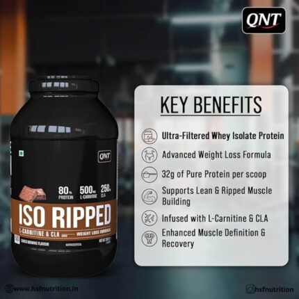 QNT ISO Ripped Whey Protein Isolate - 2kg, Kesar Malai Kulfi  | 32g Pure Whey Isolate per Serving With L-Carnitine & CLA - Hold Strong Fitness & Nutrition