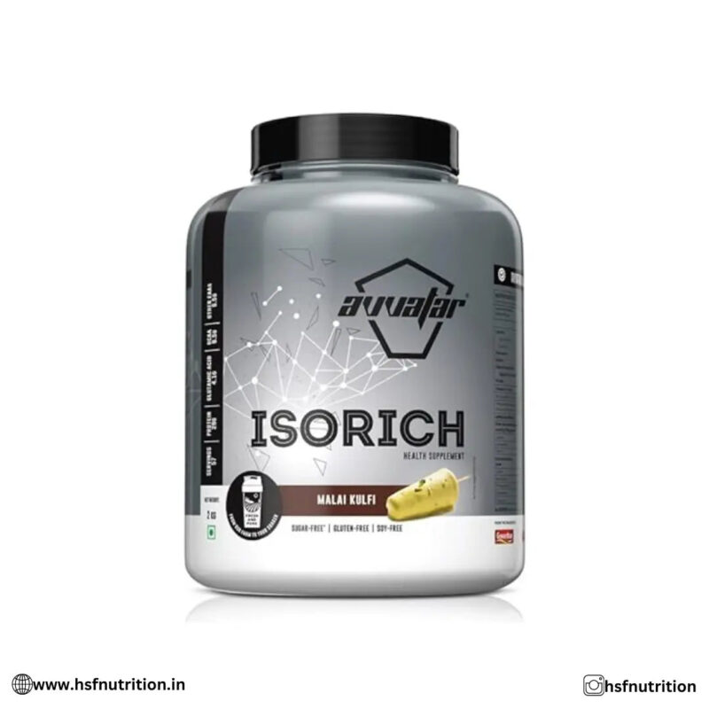 Avvatar Whey Isorich Protein  - 2Kg, Malai Kulfi, 29gm, Isolate Protein - Hold Strong Fitness & Nutrition