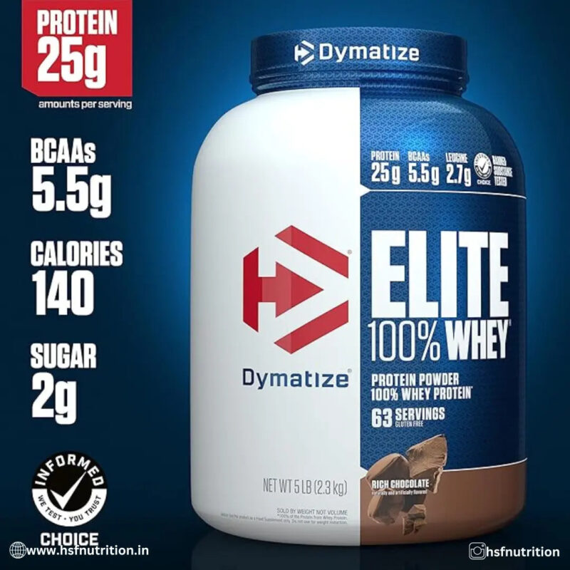 Dymatize Nutrition Elite Whey Protein - 2.26 kg, Rich Chocolate, 25g Protein - Hold Strong Fitness & Nutrition