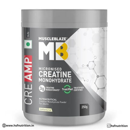 MuscleBlaze  MB Creatine Monohydrate CreAMP - 80 Servings, 250g, Unflavoured - Hold Strong Fitness & Nutrition