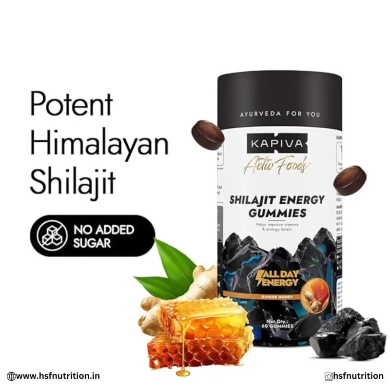 Kapiva Himalayan Shilajit/Shilajeet Gummies | 225mg Shilajit/Gummy  - 60 Gummies | Ginger Honey Flavour | NABL-Certified Gummy | Boosts Energy Levels, Endurance & Stamina | No Added Sugar | Gelatin Free Kapiva