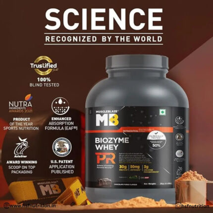 Muscleblaze MB Biozyme Whey Protein PR -  2Kg / 4.4Lbs, 30gm | 3G Creatine Monohydrate, 50Mg Astragin, Chocolate Fudge - Hold Strong Fitness & Nutrition