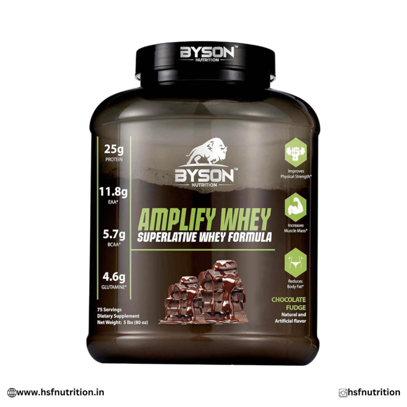Byson Nutrition Amplify Whey Protein Powder | 25g Protein per Serving | Chocolate Fudge | 2.27 Kg / 5 lbs ONE SCIENCE NUTRITION