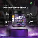 MUSCLE MONK Monkster Intense Preworkout 300 Gram - 30 Servings, Blueberry Flavor Bigmuscles Nutrition