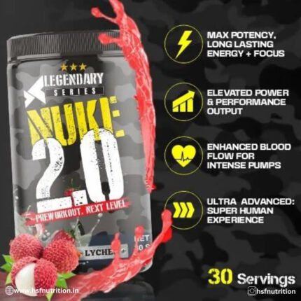 Bigflex PreWorkout Nuke 2.0 Advanced Formulation - 400gm, 30Servings, Lychee - Hold Strong Fitness & Nutrition