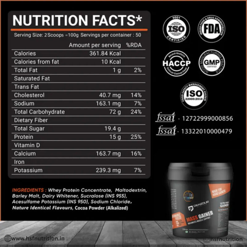 Denzour Mass Gainer - 5Kg - Hold Strong Fitness & Nutrition