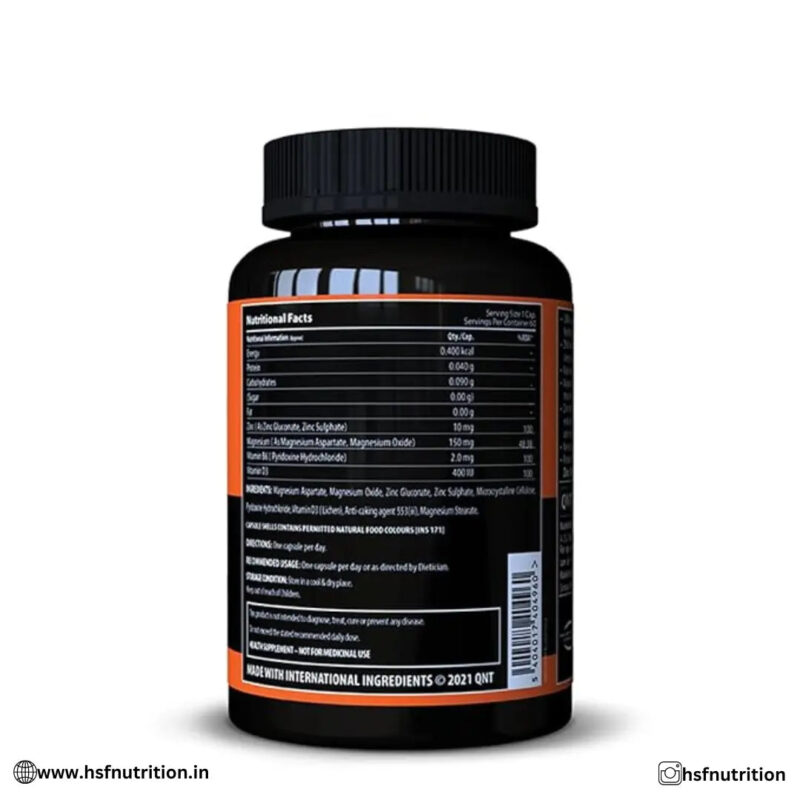 QNT ZMA (Zinc Magnesium Aspartate) with Vitamin B6 & D3 | Boosts Immunity | Ideal Supplement for Men & Women - 60 Tablets - Hold Strong Fitness & Nutrition