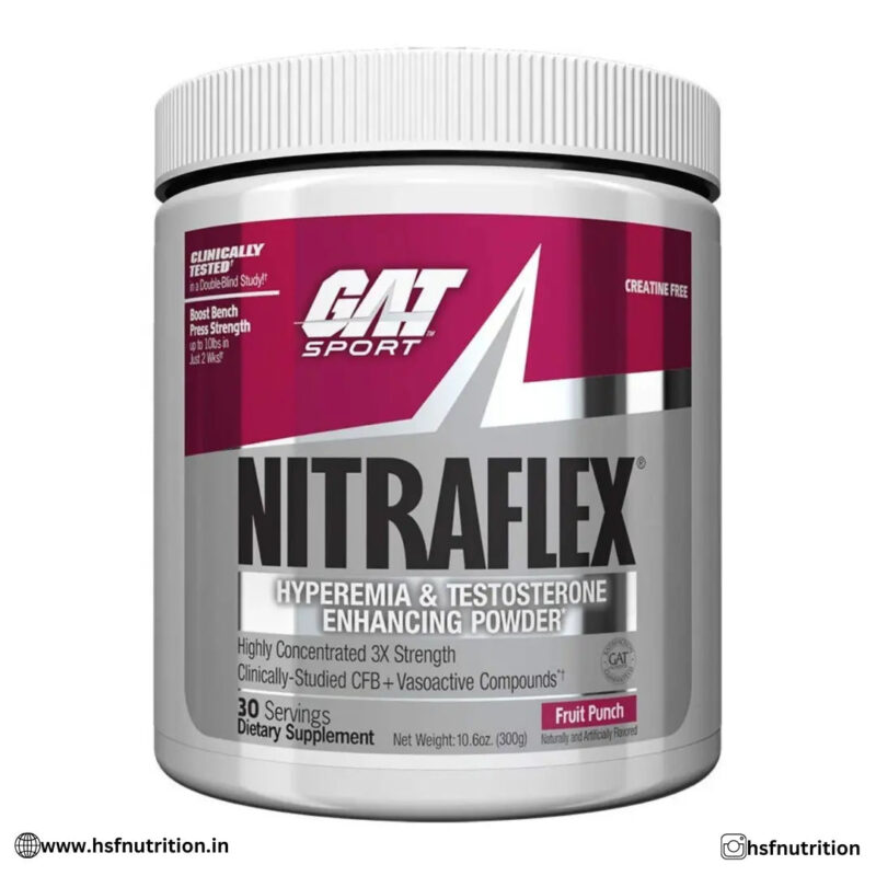 GAT Sports Nitraflex Preworkout - 30 Serving, Fruit Punch, 300 gm - Hold Strong Fitness & Nutrition