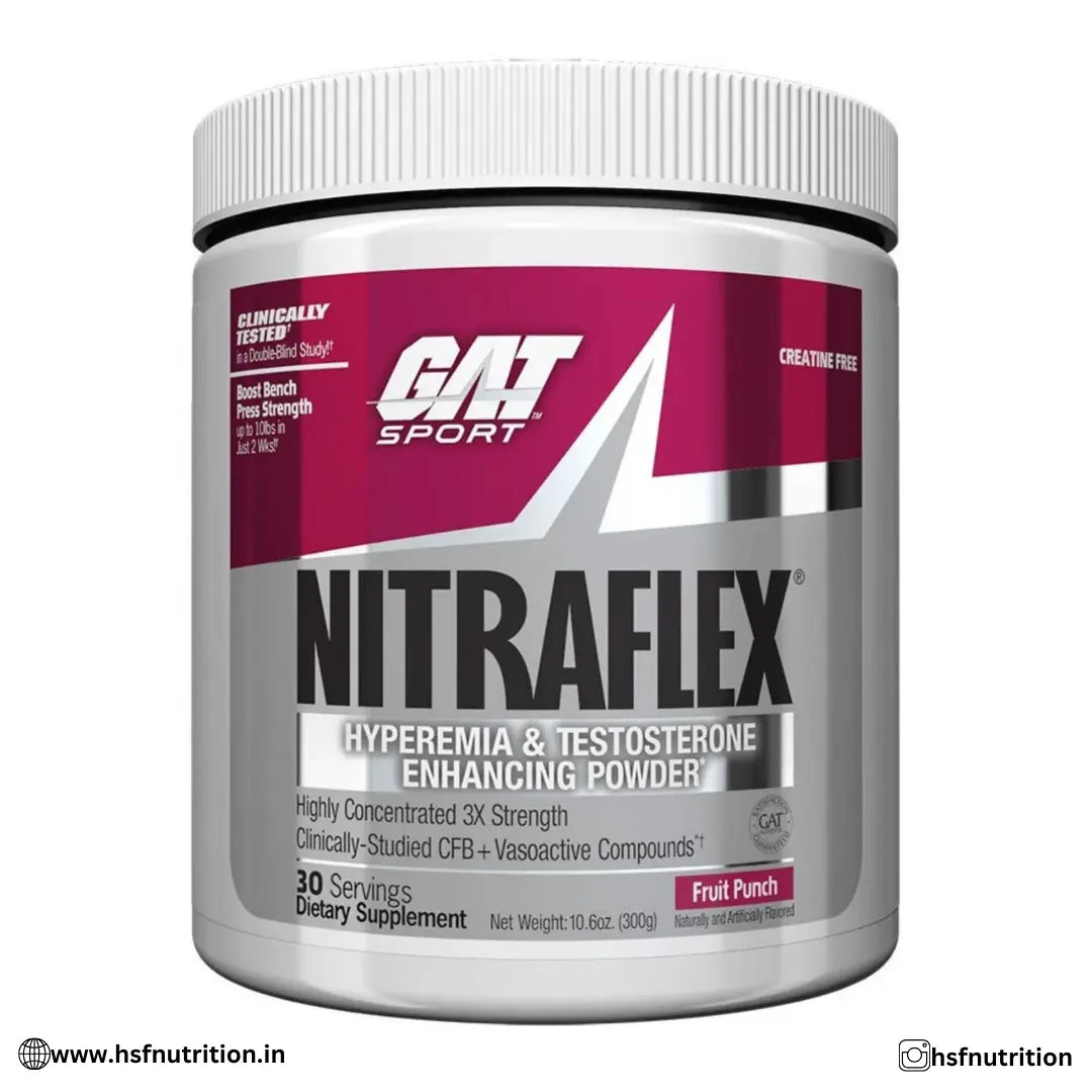 42 GAT Sports Nitraflex Preworkout - 30 Serving, Fruit Punch, 300 gm - Hold Strong Fitness & Nutrition