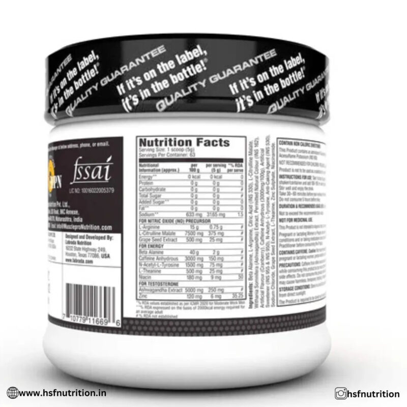 Labrada SUPER CHARGE PreWorkout -  63 Servings, 315gm | L-Arginine, L-Citrulline, Beta Alanine, Caffeine, Ashwagandha, Zinc - Hold Strong Fitness & Nutrition