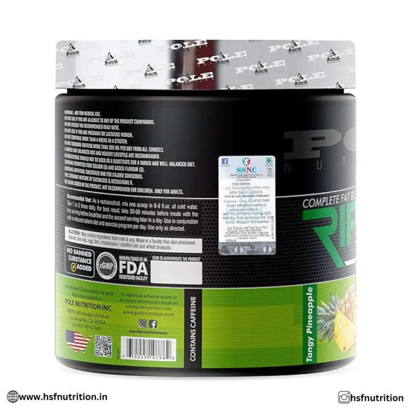 Pole Nutrition Ripper Fat Burner - 250g, 50 Servings, Tangy Pineapple - Hold Strong Fitness & Nutrition