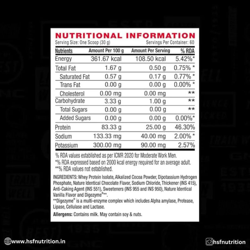 GNC AMP Pure Isolate Low Carb - 1.81 kg, 25g Protein, 6g BCAA, Chocolate Frosting - Hold Strong Fitness & Nutrition