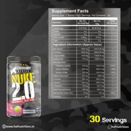 Bigflex PreWorkout Nuke 2.0 Advanced Formulation - 400gm, 30Servings, Lychee - Hold Strong Fitness & Nutrition