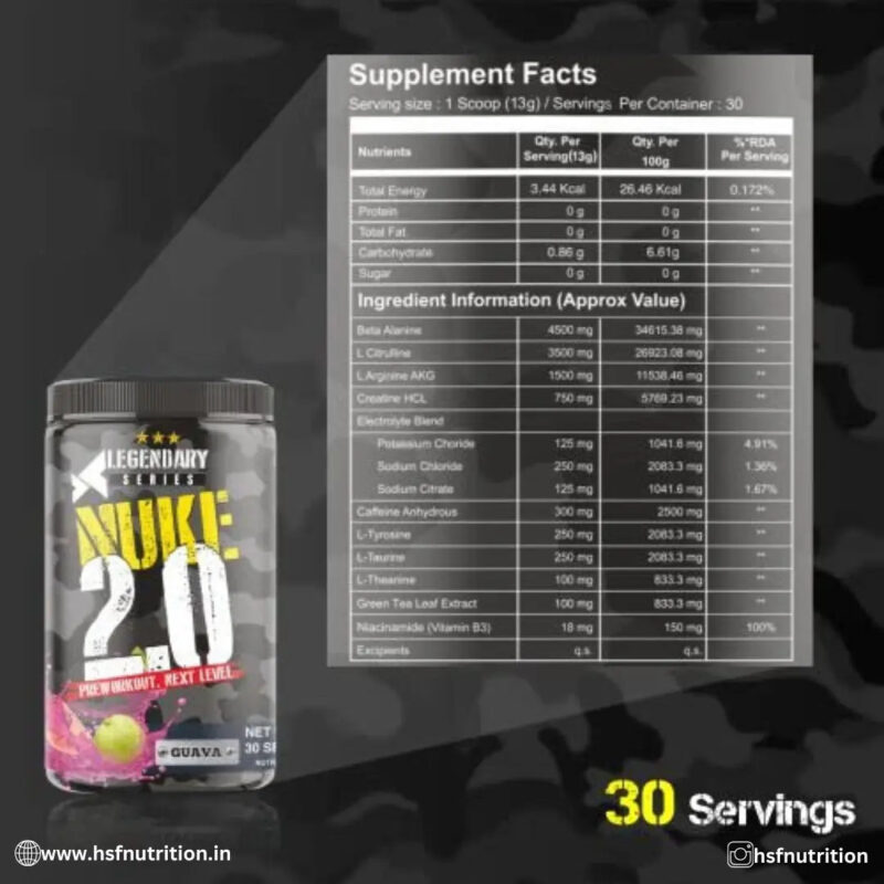 Bigflex PreWorkout Nuke 2.0 Advanced Formulation - 400gm, 30Servings, Lychee - Hold Strong Fitness & Nutrition