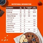 Untitled (1080 x 1080 px) (4).jpg - Pintola High Protein Oats Nutritional Information table showing 26g protein, fibre, and macro charts per 100g