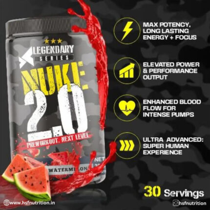 Bigflex PreWorkout Nuke 2.0 Advanced Formulation - 400gm, 30 Servings, Watermelon - Hold Strong Fitness & Nutrition