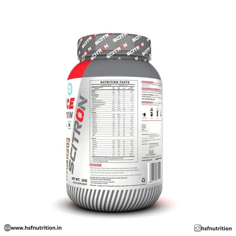 Scitron Advance Whey Protein - 1 Kg, Double Rich Chocolate, 25.5g Protein - Hold Strong Fitness & Nutrition