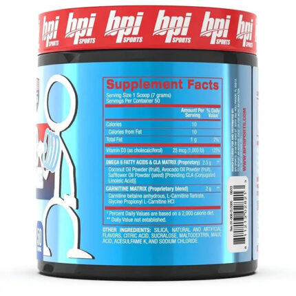 BPI Sports CLA + Carnitine – Conjugated Linoleic Acid – 350gm, Rainbow Ice, 50 servings - Hold Strong Fitness & Nutrition