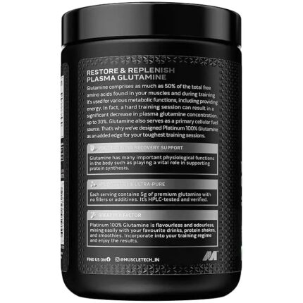MuscleTech Platinum 100% Glutamine Powder | Post Workout Recovery Drink | L-Glutamine - 50 Servings, 250g - Hold Strong Fitness & Nutrition