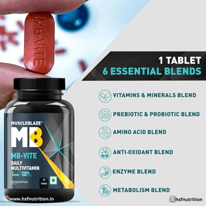 MuscleBlaze MB-Vite Daily Multivitamin - 60 Tablets - Hold Strong Fitness & Nutrition