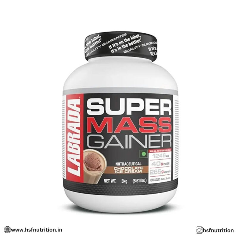 Labrada Super Mass Gainer - 3kg, 1246 Calories, 40g Protein, Chocolate Ice Cream Labrada