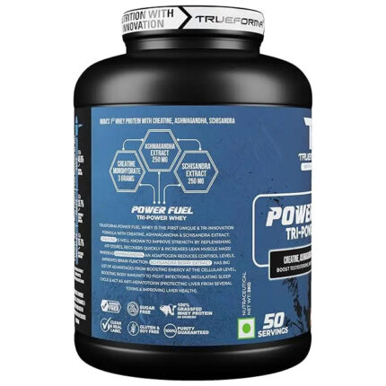 Trueforma Power Fuel Whey Protein - 2kg, 25gm, 50 Serving, Chocolate Caramel with Creatine, Ashwagandha & Schisandra - Hold Strong Fitness & Nutrition