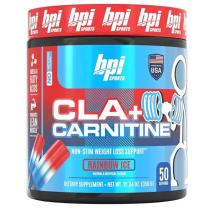 BPI Sports CLA + Carnitine – Conjugated Linoleic Acid – 350gm, Rainbow Ice, 50 servings - Hold Strong Fitness & Nutrition