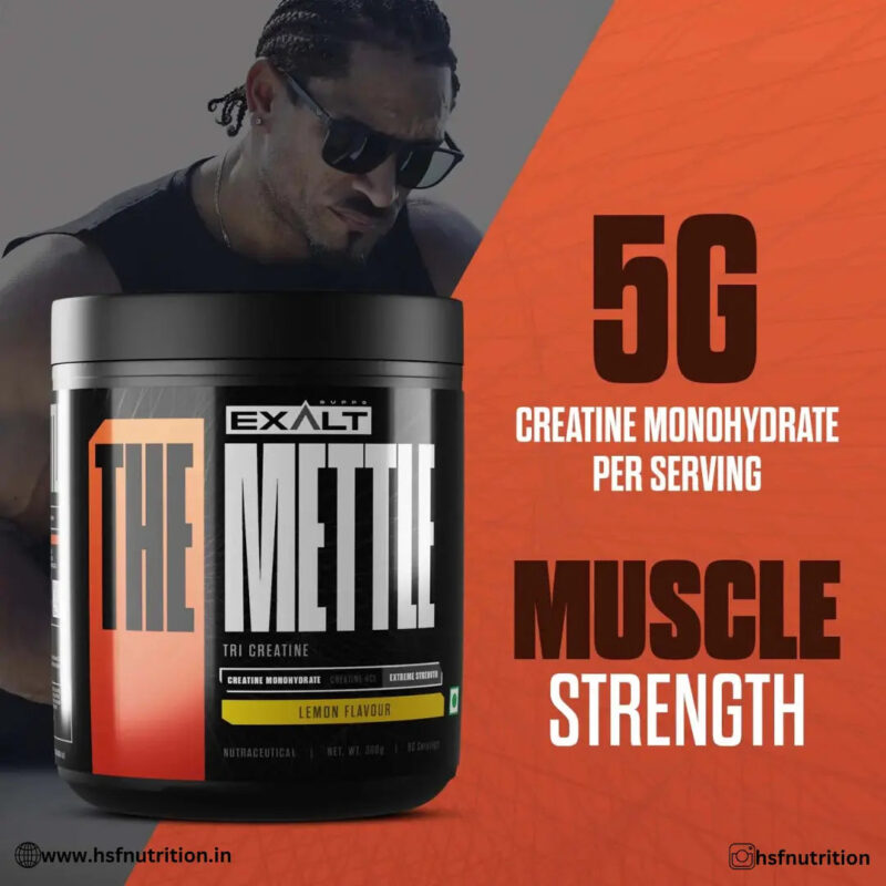 EXALT SUPPS The Mettle TRI Creatine Monohydrate - 5g per Serving, 100 Servings (300g), Unflavored - Hold Strong Fitness & Nutrition
