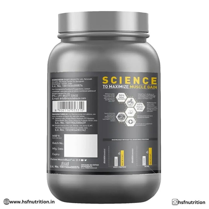 MuscleBlaze MB Biozyme Performance Whey Protein - Rich Chocolate, 1 kg - Hold Strong Fitness & Nutrition