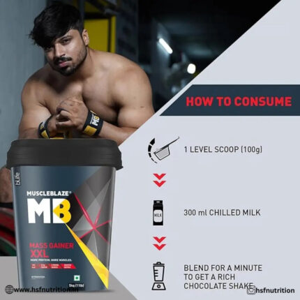 MuscleBlaze MB Mass Gainer Xxl Powder - 5kg, Chocolate - Hold Strong Fitness & Nutrition