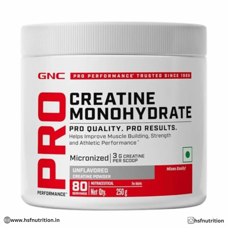 GNC Pro Performance Pure Micronized Creatine Monohydrate  - 250 gm, 83 Serving, Unflavoured GNC