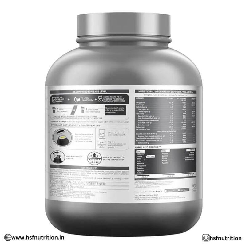 MuscleBlaze MB Biozyme Iso-zero, Low Carb, 100% Pure Whey Protein Isolate - 2kg, 27g, Cookies Cream - Hold Strong Fitness & Nutrition