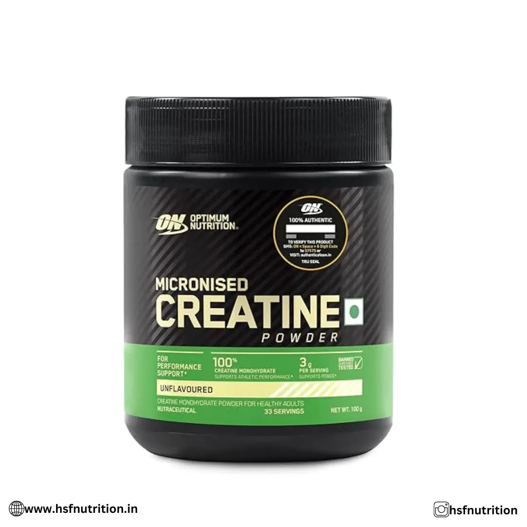 HSF-WEBSITE_68 Optimum Nutrition ON Micronized Creatine Monohydrate - 100gm, 33 Serving, Unflavoured - Hold Strong Fitness & Nutrition