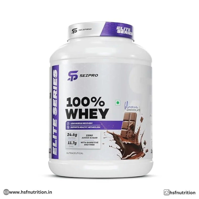 Sezpro Nutrition 100% Whey Protein - 2kg, Chocolate, 57 Serving, 24.6g Protein - Hold Strong Fitness & Nutrition