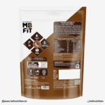 MuscleBlaze MB Fit High Protein Oats Dark Chocolate 1kg back view with nutritional information and ingredients
