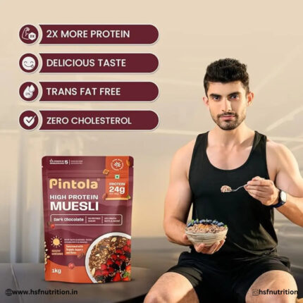 Pintola High Protein Muesli - 1kg, 22g Protein, Dark Chocolate & Cranberry Pintola