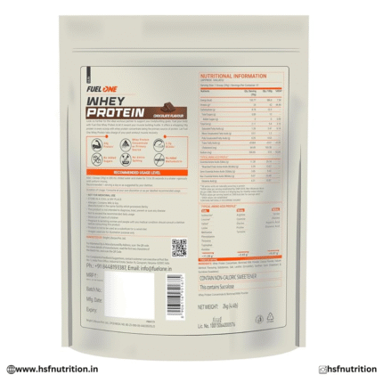 FUELONE Whey Protein (Chocolate, 2kg / 4.4lbs) | 24g Protein | 5.29g BCAA & 4.2g Glutamic Acid Muscleblaze