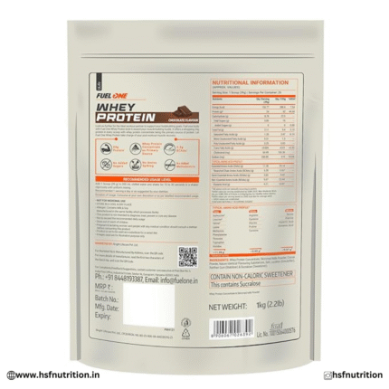 FUELONE Whey Protein  - 1kg, Chocolate | 24g Protein | 5.29g BCAA & 4.2g Glutamic Acid FUELONE